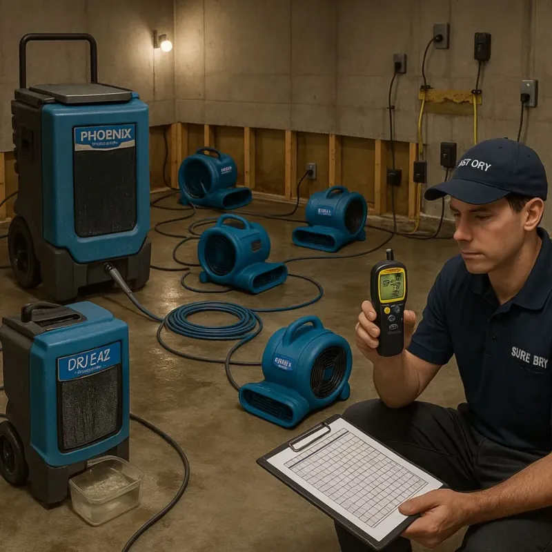 Structural Drying and Dehumidification process in Schlusser, PA